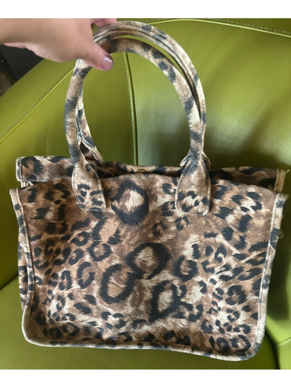Vince Camuto Orla Leopard Print Canvas Tote Bag Caramel Brown Mini Shopper - Picture 6 of 8